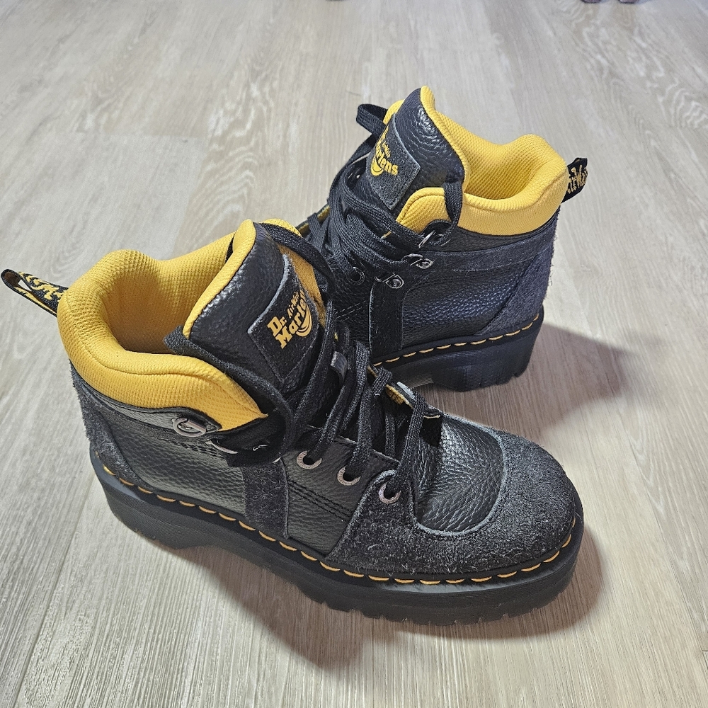 NWOT Dr Martens Zuma Hiker Boots Black Leather Suede Platform Boots W 9 / UK 7 - Picture 2 of 10
